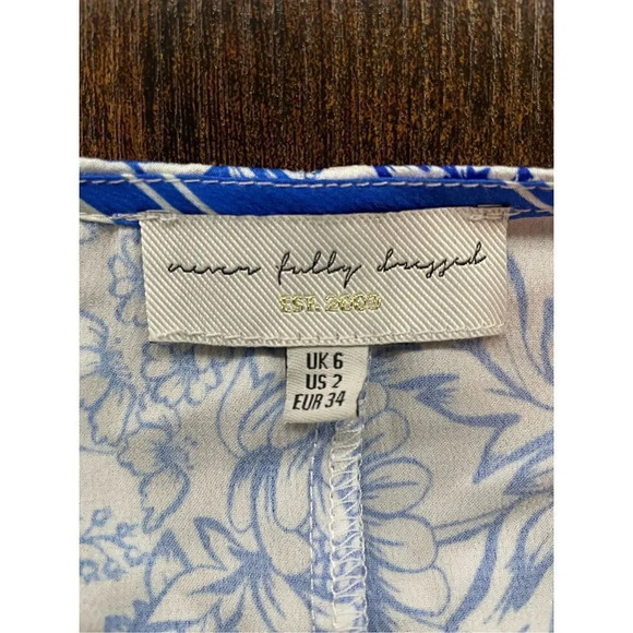 never fully dressed blue floral print wrap dress short sleeve size US 2 - Picture 8 of 10